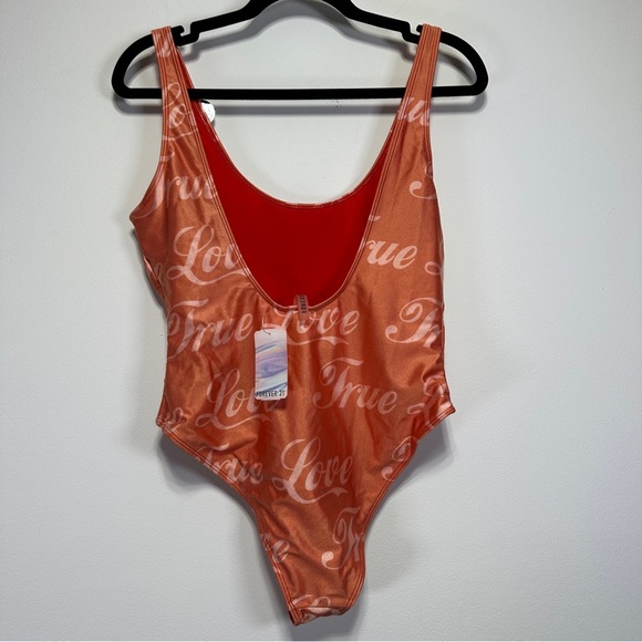 Forever 21 | True Love Script Print One-Piece Swimsuit - Picture 4 of 5
